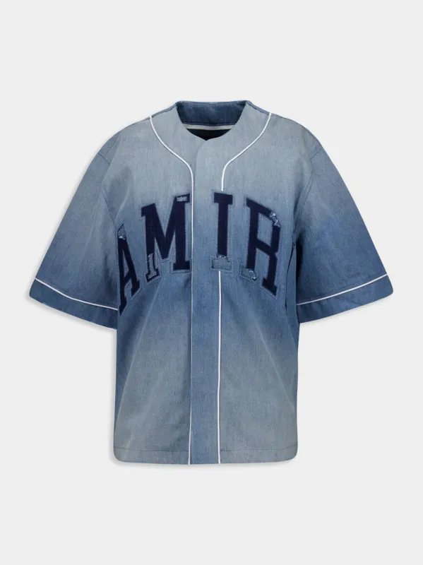 Sunfaded Denim Baseball Shirt made by Fashion Clinic