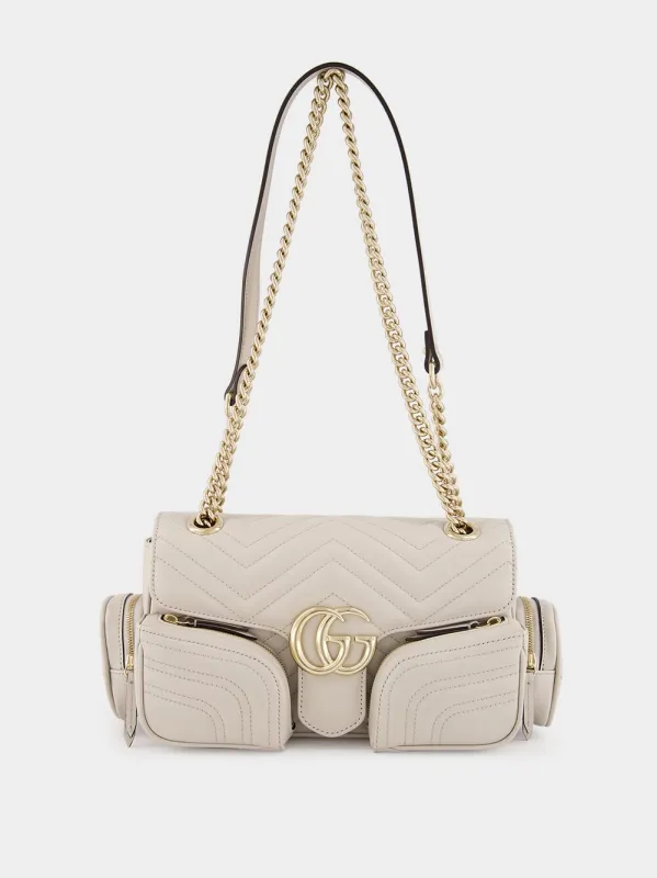 Ivory GG Marmont Small Multi-Pocket Bag sold by Fashion Clinic