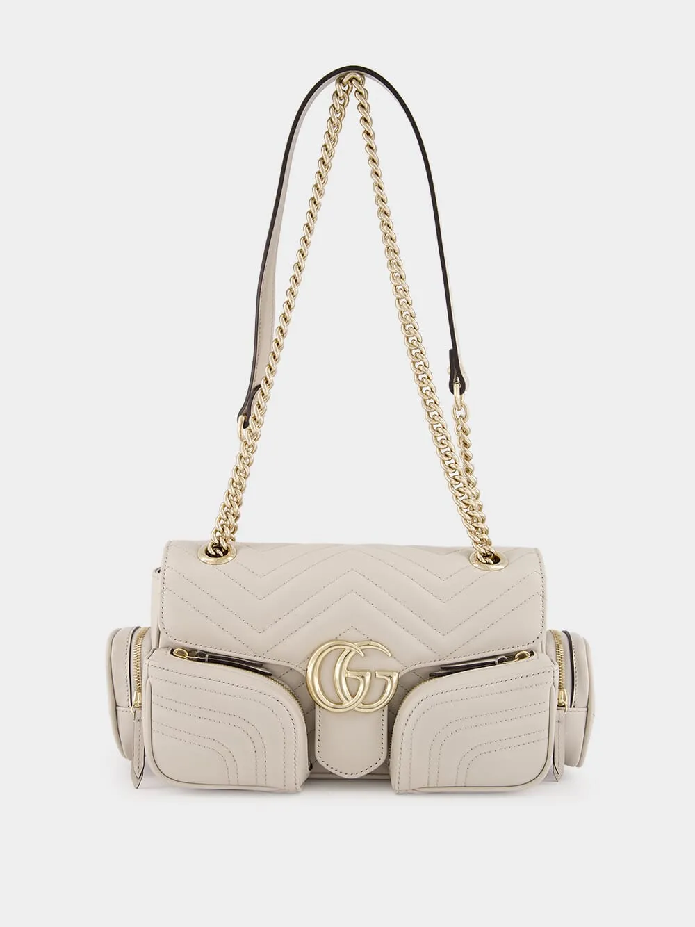 Ivory GG Marmont Small Multi-Pocket Bag sold by Fashion Clinic