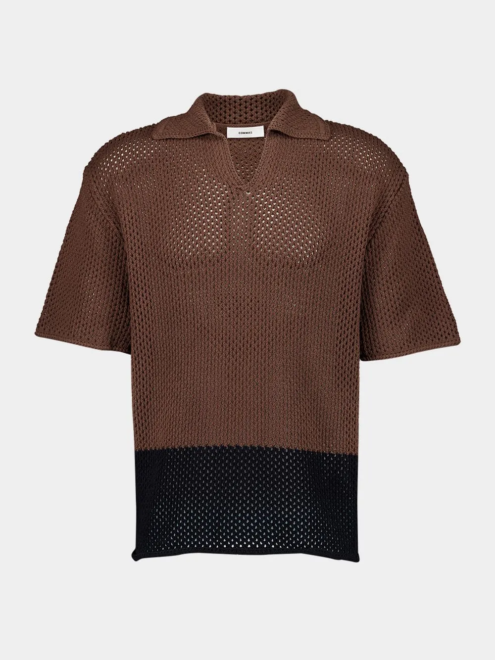Two-Tone Crochet Polo Shirt sold by Fashion Clinic