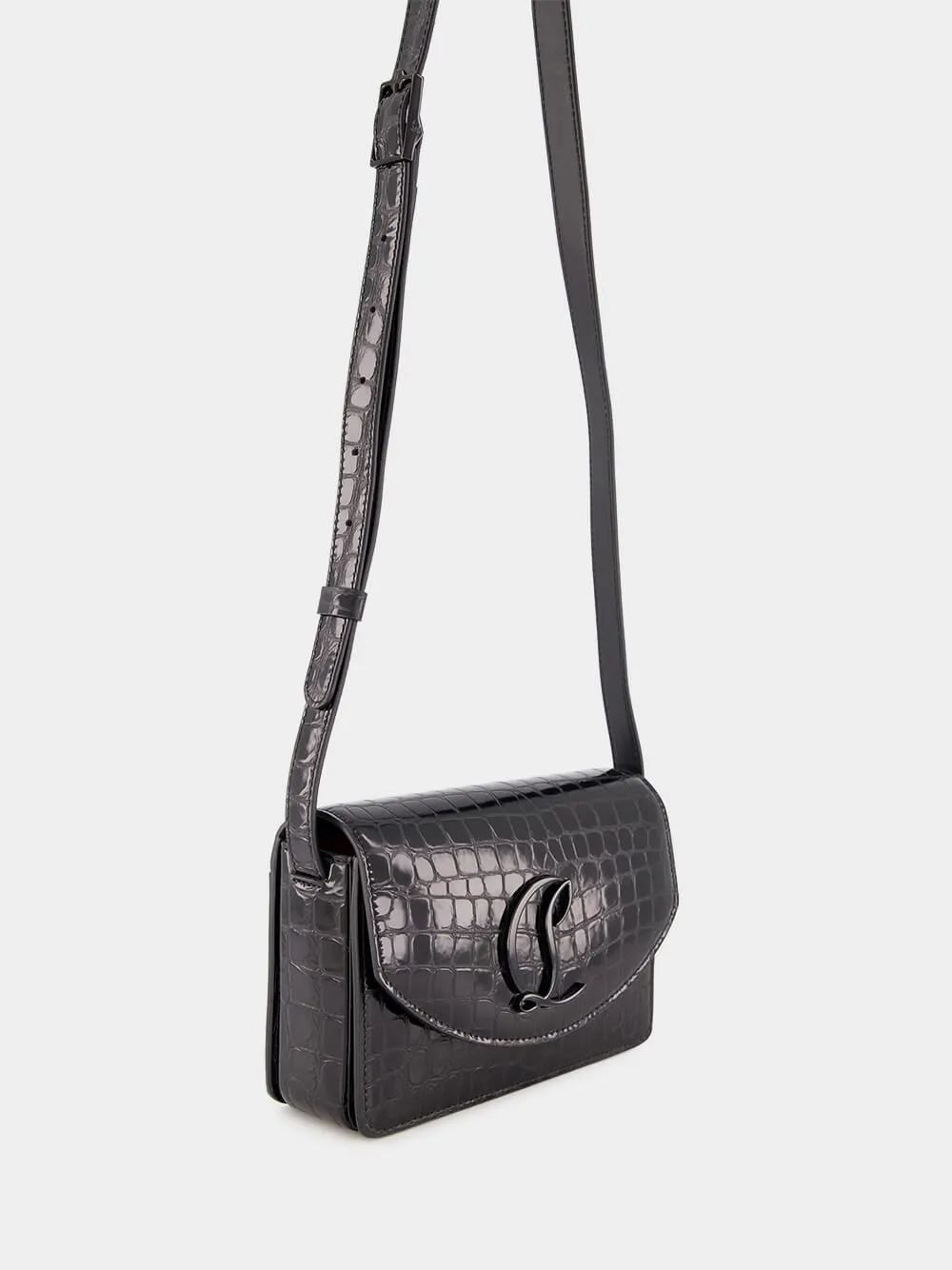 Loubi54 Black Alligator-Embossed Bag sold by Fashion Clinic product image thumbnail 3