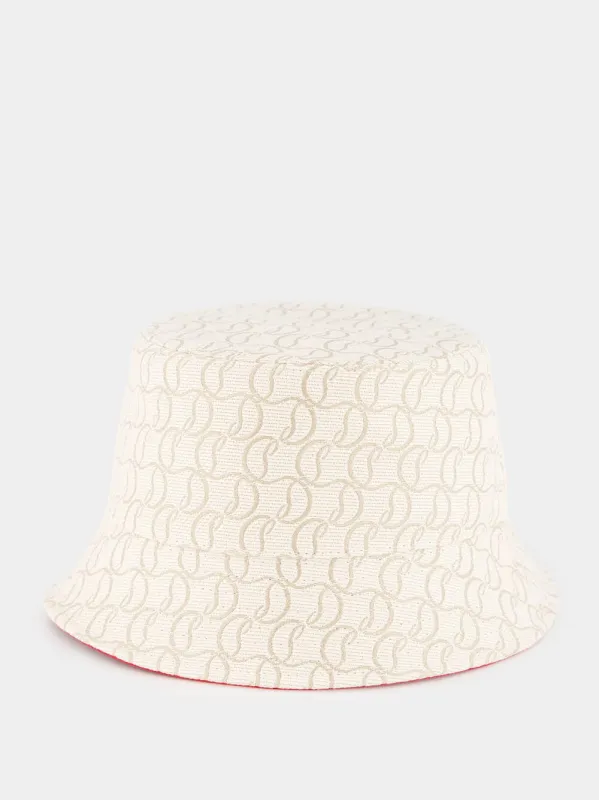 White Bobino Jacquard Monogram Bucket Hat sold by Fashion Clinic