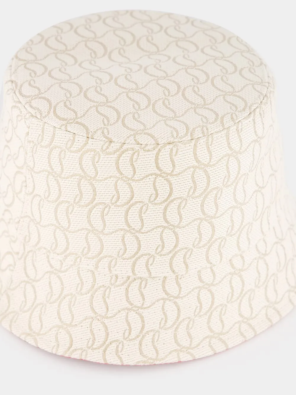 White Bobino Jacquard Monogram Bucket Hat sold by Fashion Clinic product image thumbnail 3