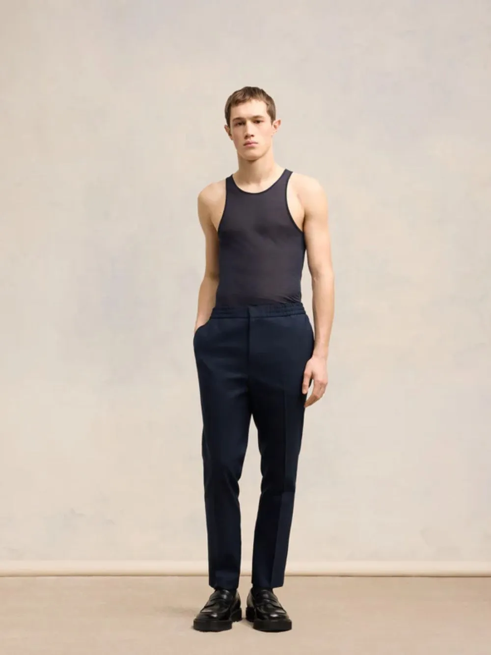 Navy Wool Elasticated Waist Trousers sold by Fashion Clinic product image thumbnail 2