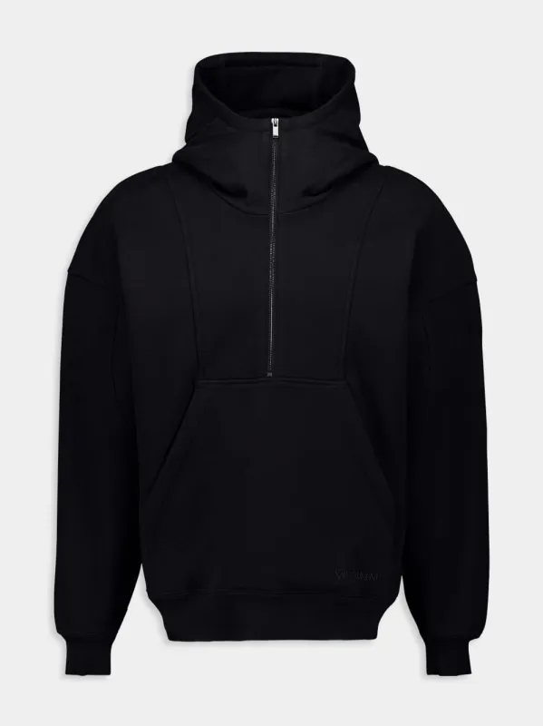 Black Half-Zip Hoodie sold by Fashion Clinic