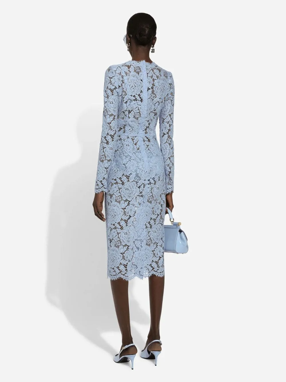 Light Blue Floral Lace Sheath Dress sold by Fashion Clinic product image thumbnail 4
