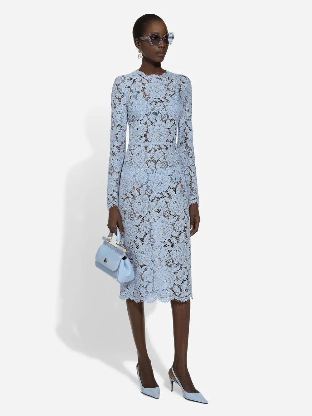 Light Blue Floral Lace Sheath Dress sold by Fashion Clinic product image thumbnail 2