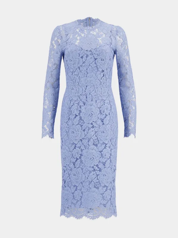 Light Blue Floral Lace Sheath Dress sold by Fashion Clinic