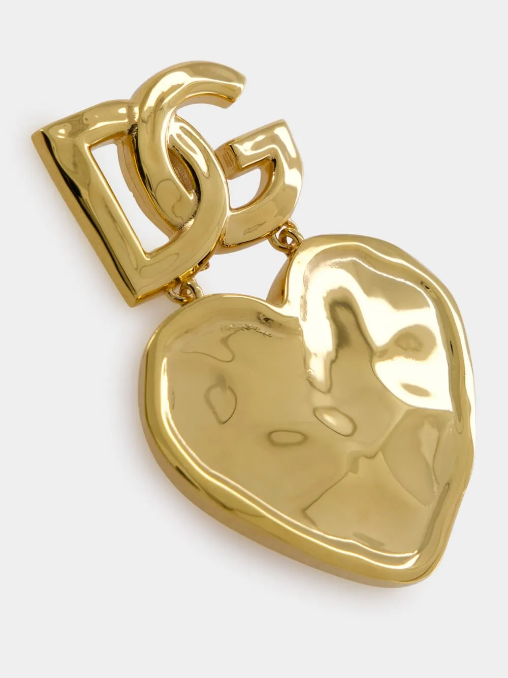 Gold Drop Earrings with Heart and DG Logo sold by Fashion Clinic product image thumbnail 3