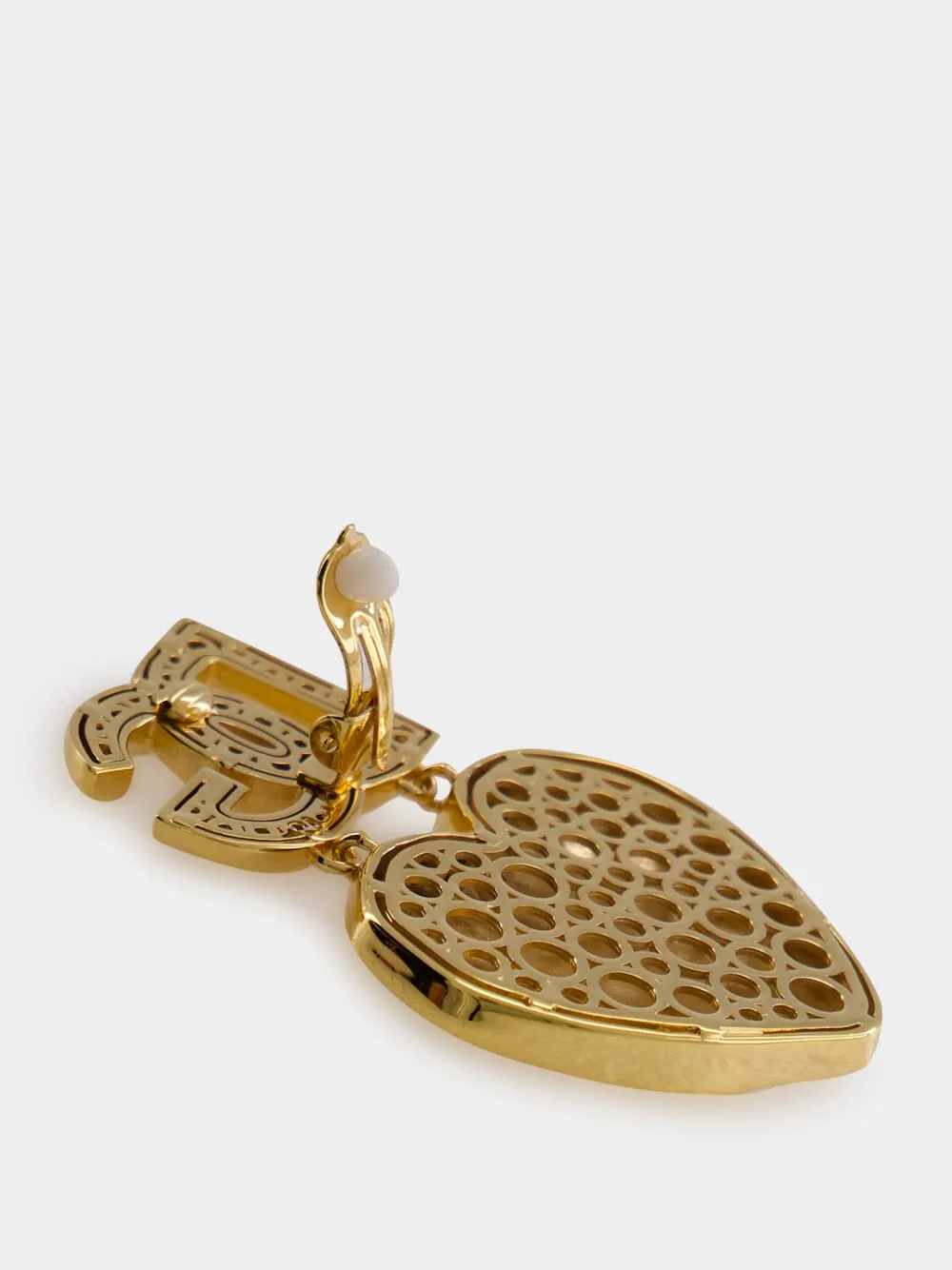 Gold Drop Earrings with Heart and DG Logo sold by Fashion Clinic product image thumbnail 4