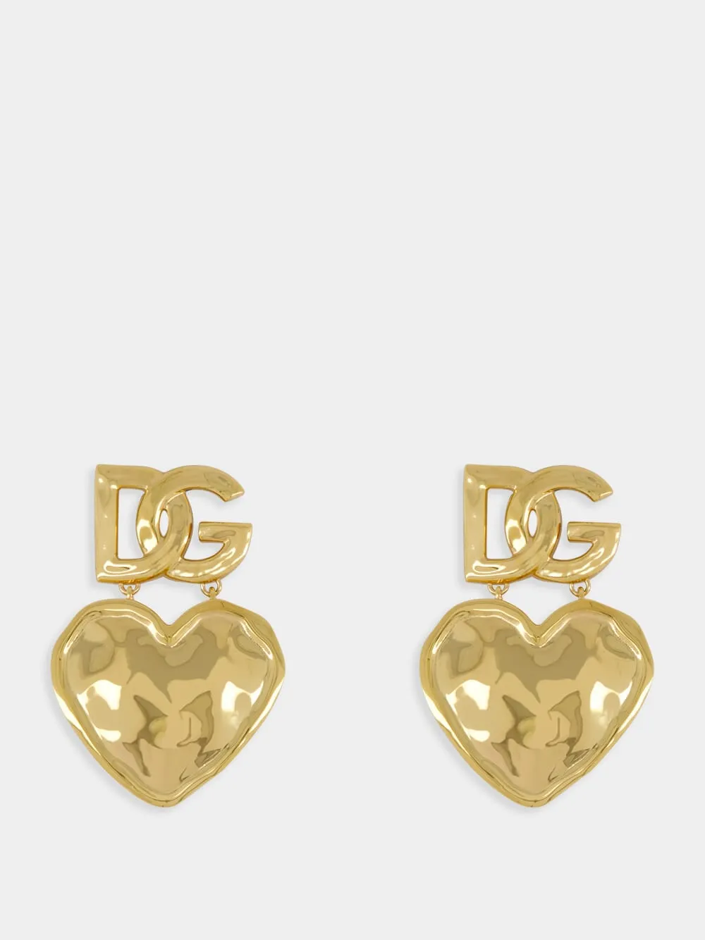 Gold Drop Earrings with Heart and DG Logo sold by Fashion Clinic