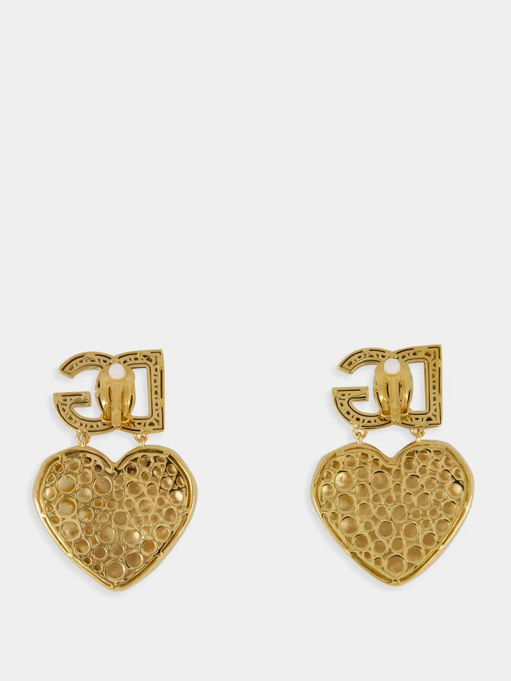 Gold Drop Earrings with Heart and DG Logo sold by Fashion Clinic product image thumbnail 2