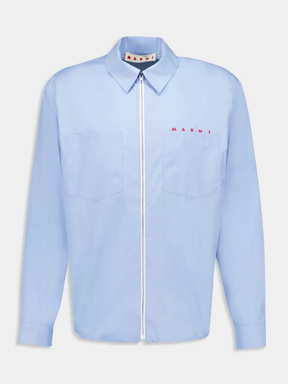 Blue Organic Cotton Zip Shirt sold by Fashion Clinic