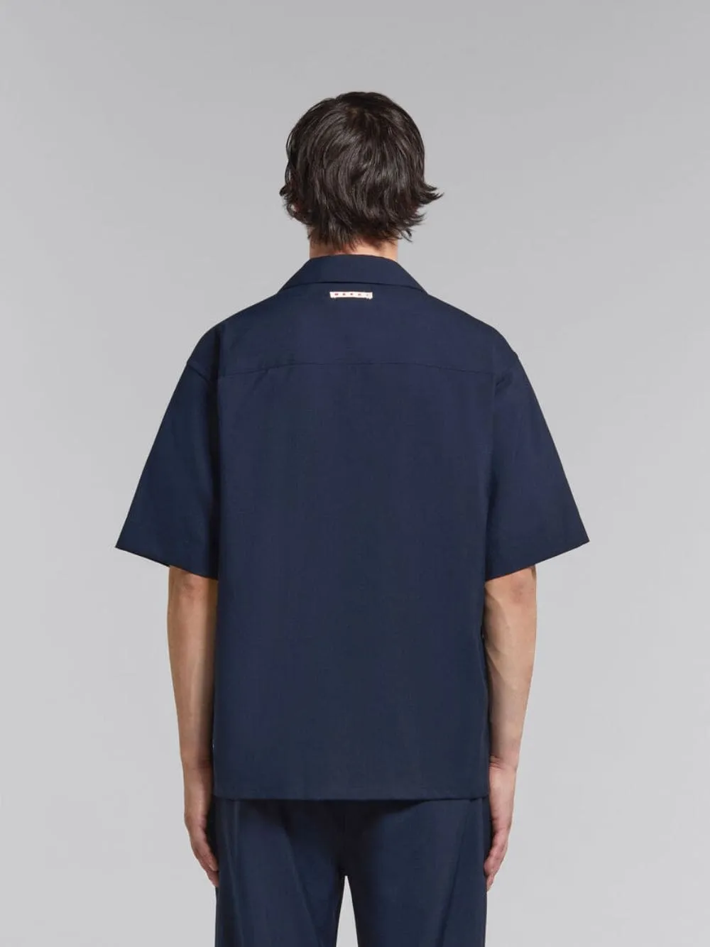 Deep Blue Wool Bowling Shirt sold by Fashion Clinic product image thumbnail 4