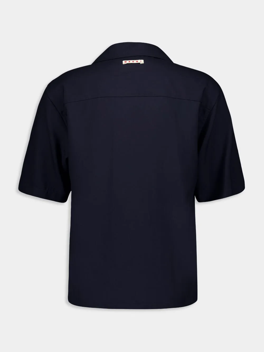 Deep Blue Wool Bowling Shirt sold by Fashion Clinic product image thumbnail 3