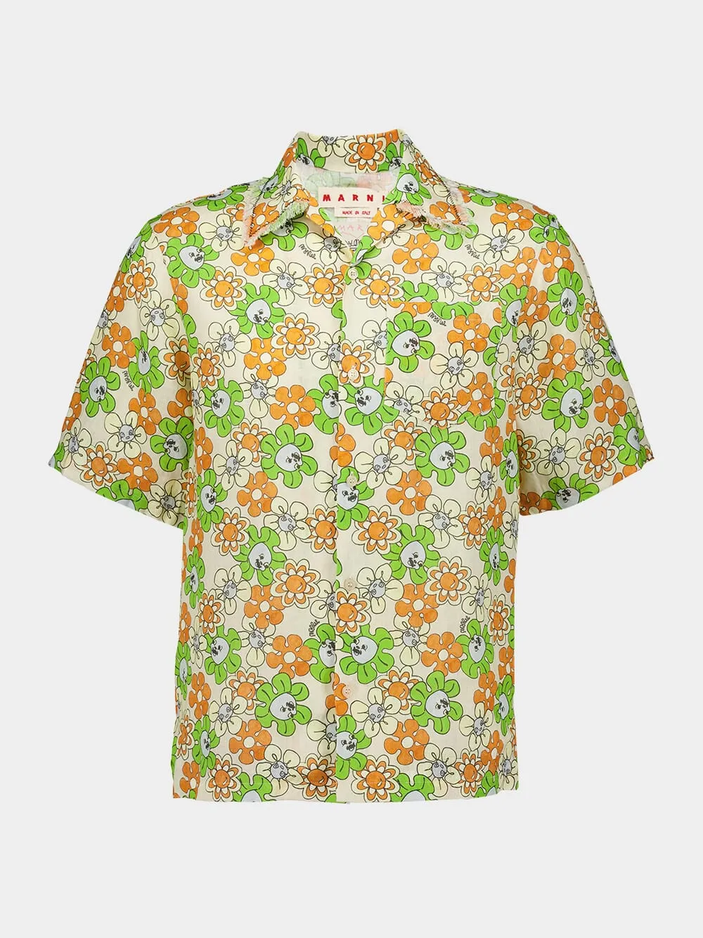 Floral Linen Bowling Shirt sold by Fashion Clinic