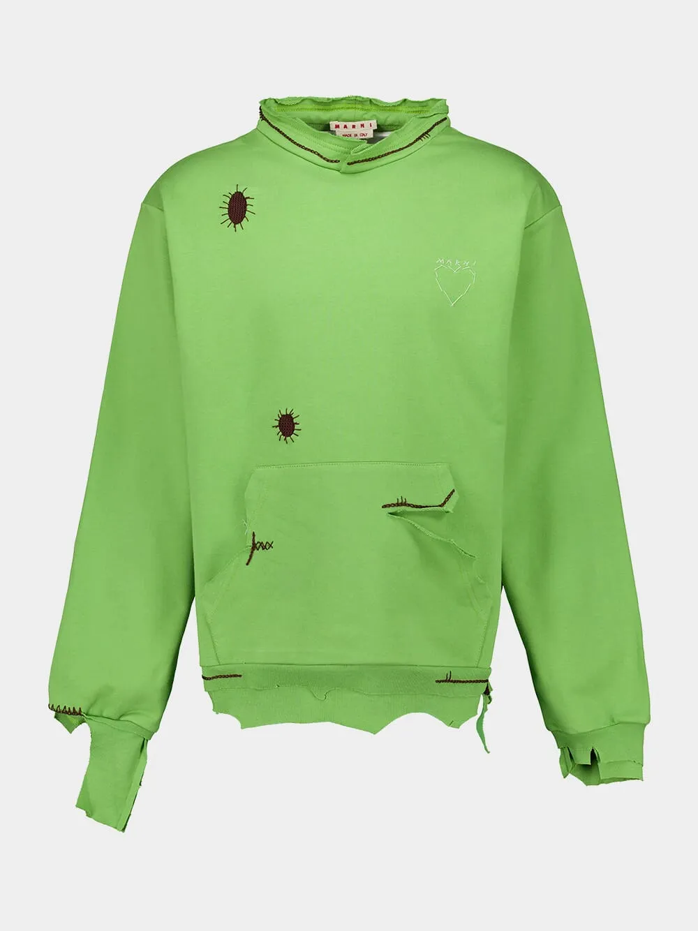 Distressed Green Cotton Sweatshirt sold by Fashion Clinic