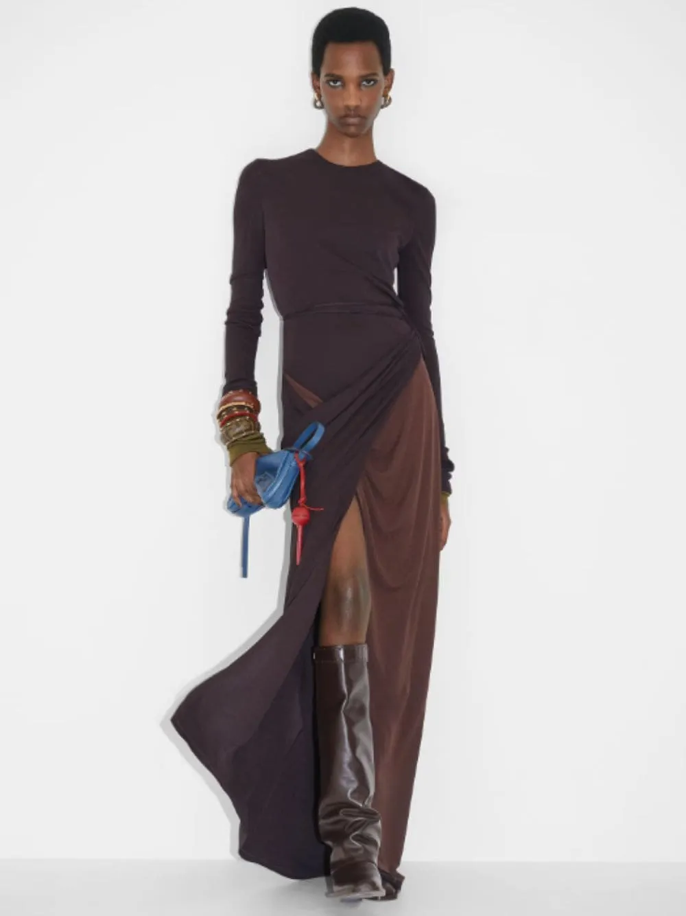 Dark Purple Draped Jersey Dress sold by Fashion Clinic product image thumbnail 2