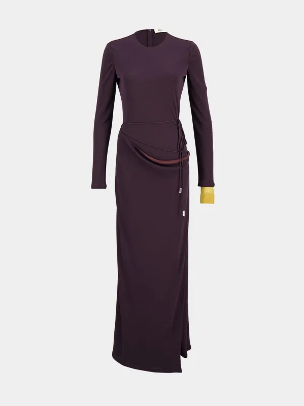 Dark Purple Draped Jersey Dress sold by Fashion Clinic