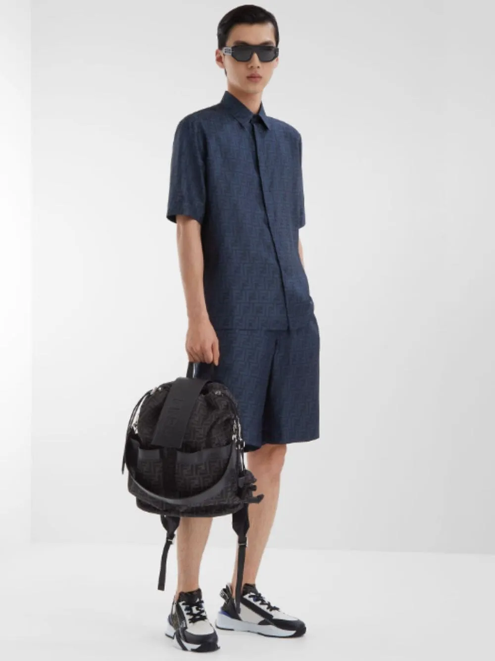 Blue FF Silk Bermuda Shorts sold by Fashion Clinic product image thumbnail 2