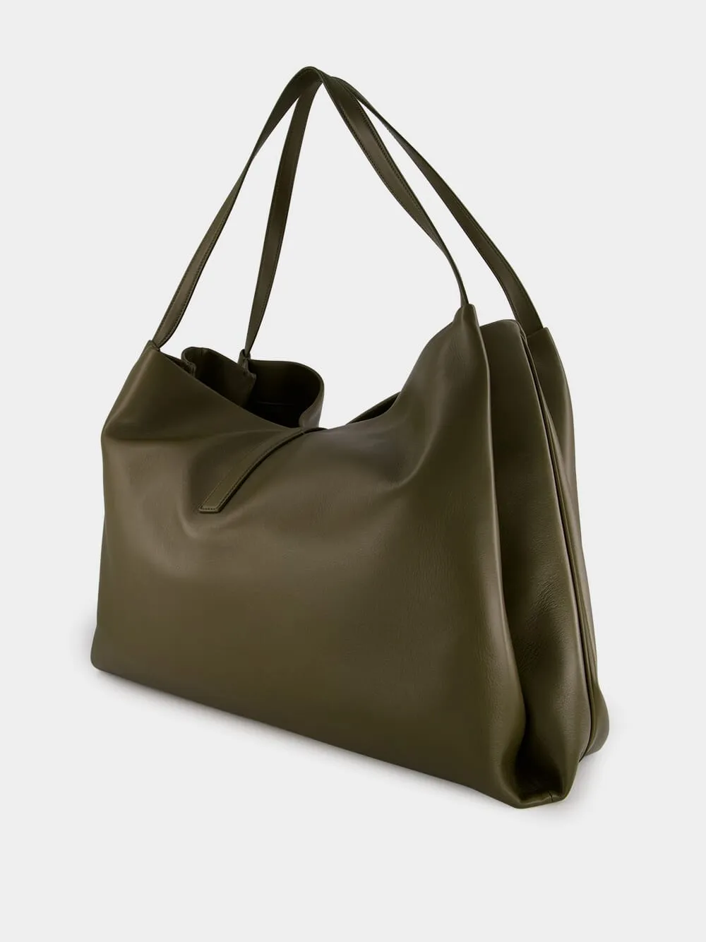 Olive Green Leather Tote Bag sold by Fashion Clinic product image thumbnail 5