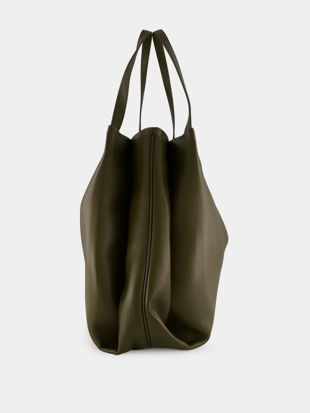 Olive Green Leather Tote Bag sold by Fashion Clinic product image thumbnail 4