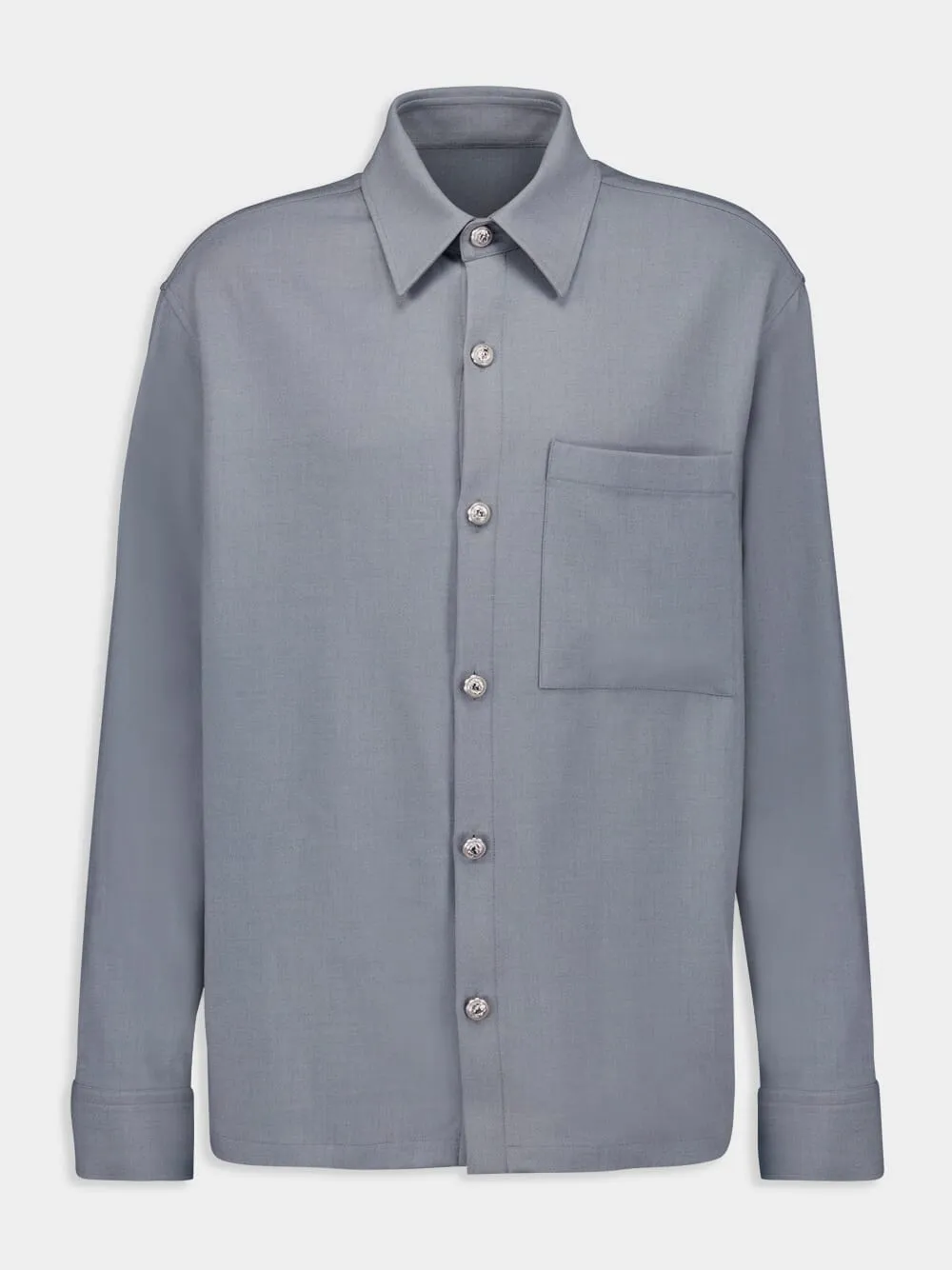 Grey Shirt with Embossed Silver Buttons sold by Fashion Clinic