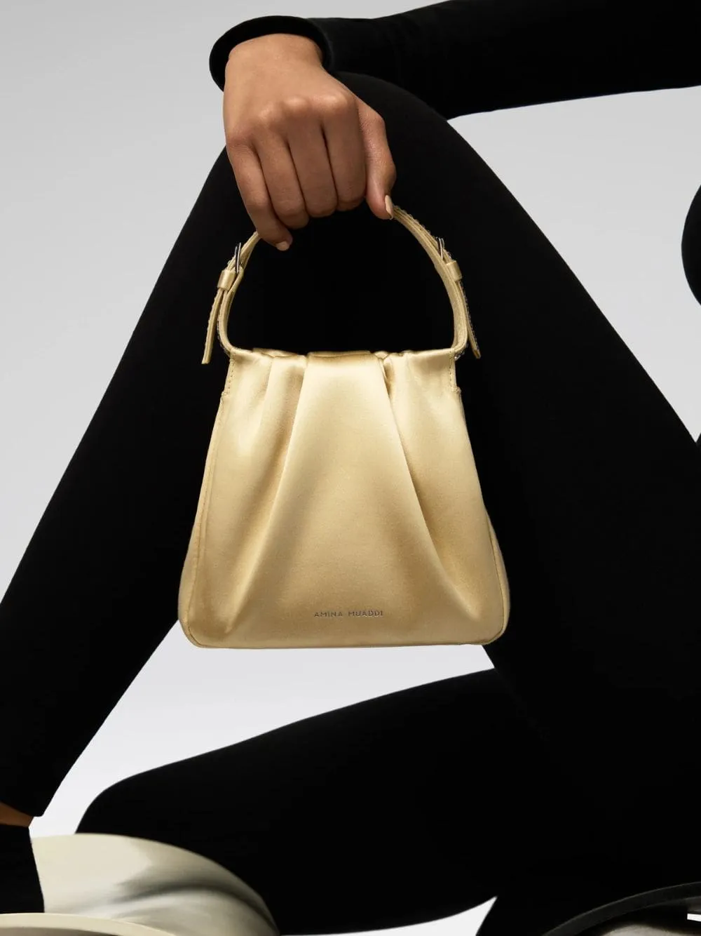 Vittoria Butter Satin Bag with Crystal Handle sold by Fashion Clinic