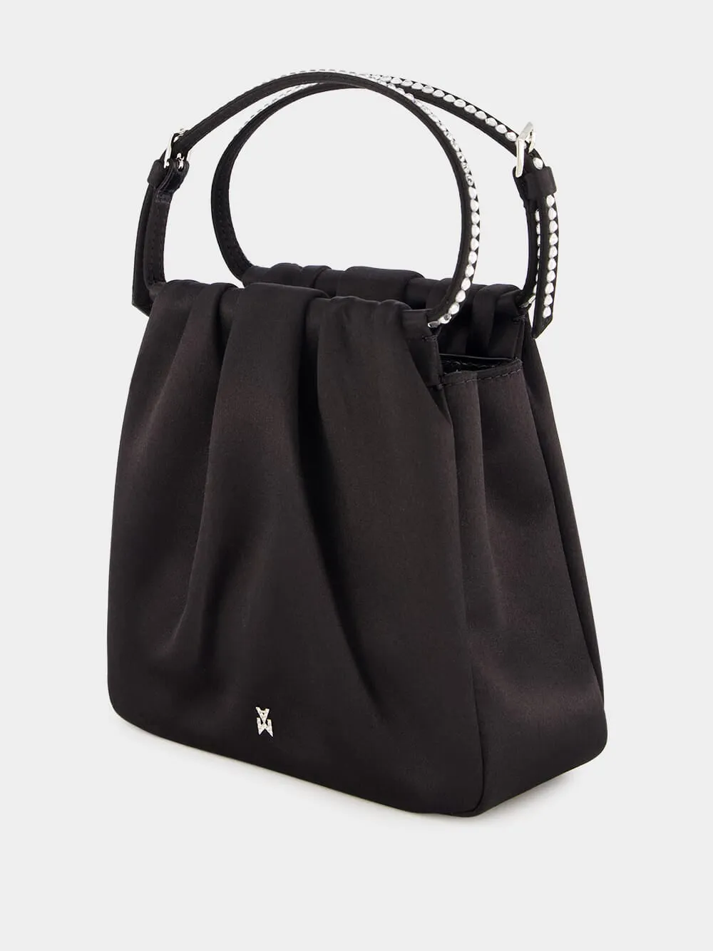 Vittoria Black Satin Bag with Crystal Handle sold by Fashion Clinic product image thumbnail 4