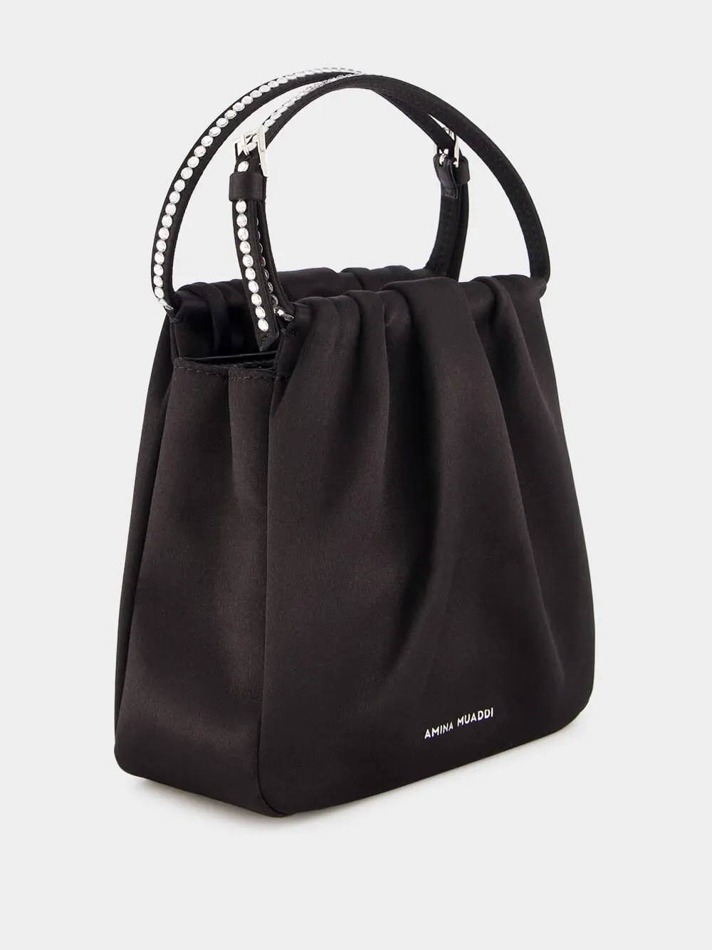 Vittoria Black Satin Bag with Crystal Handle sold by Fashion Clinic product image thumbnail 2