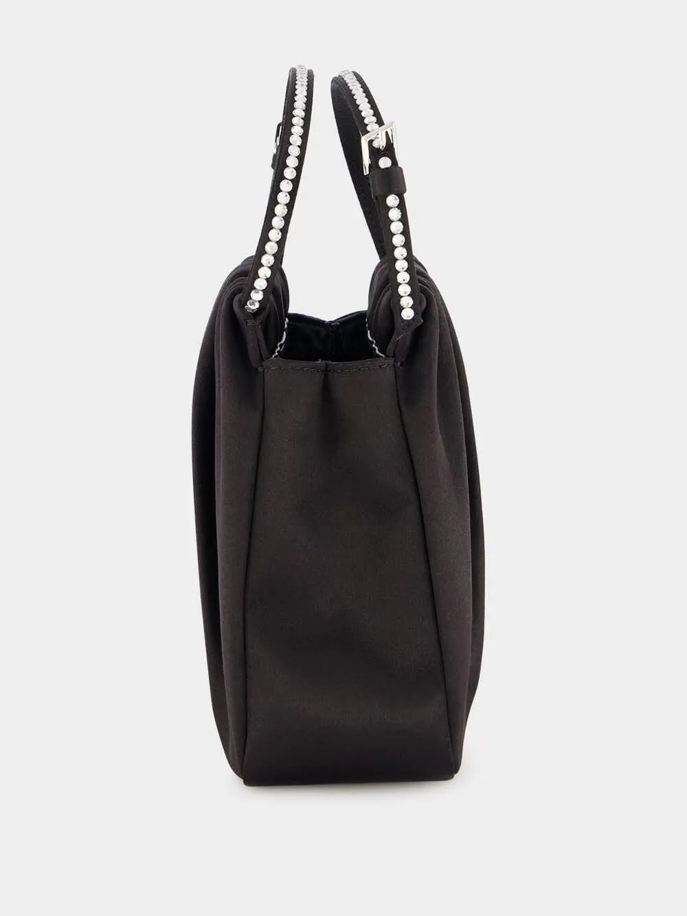 Vittoria Black Satin Bag with Crystal Handle sold by Fashion Clinic product image thumbnail 3