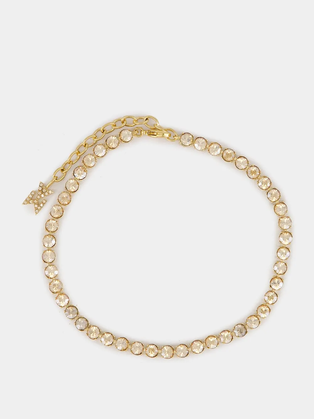 Gold Tennis Anklet with Crystal Embellishments sold by Fashion Clinic
