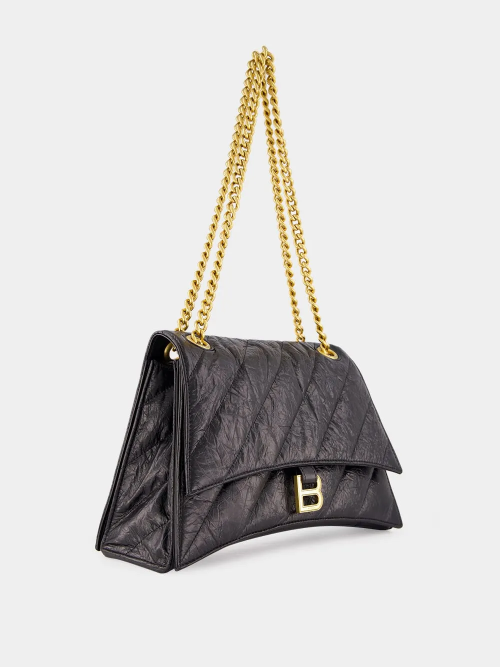 Black Quilted Crush Medium Chain Bag sold by Fashion Clinic product image thumbnail 3