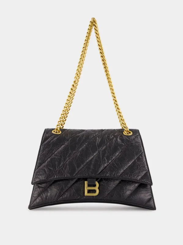 Black Quilted Crush Medium Chain Bag sold by Fashion Clinic