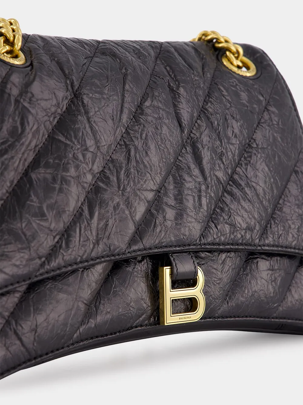 Black Quilted Crush Medium Chain Bag sold by Fashion Clinic product image thumbnail 5