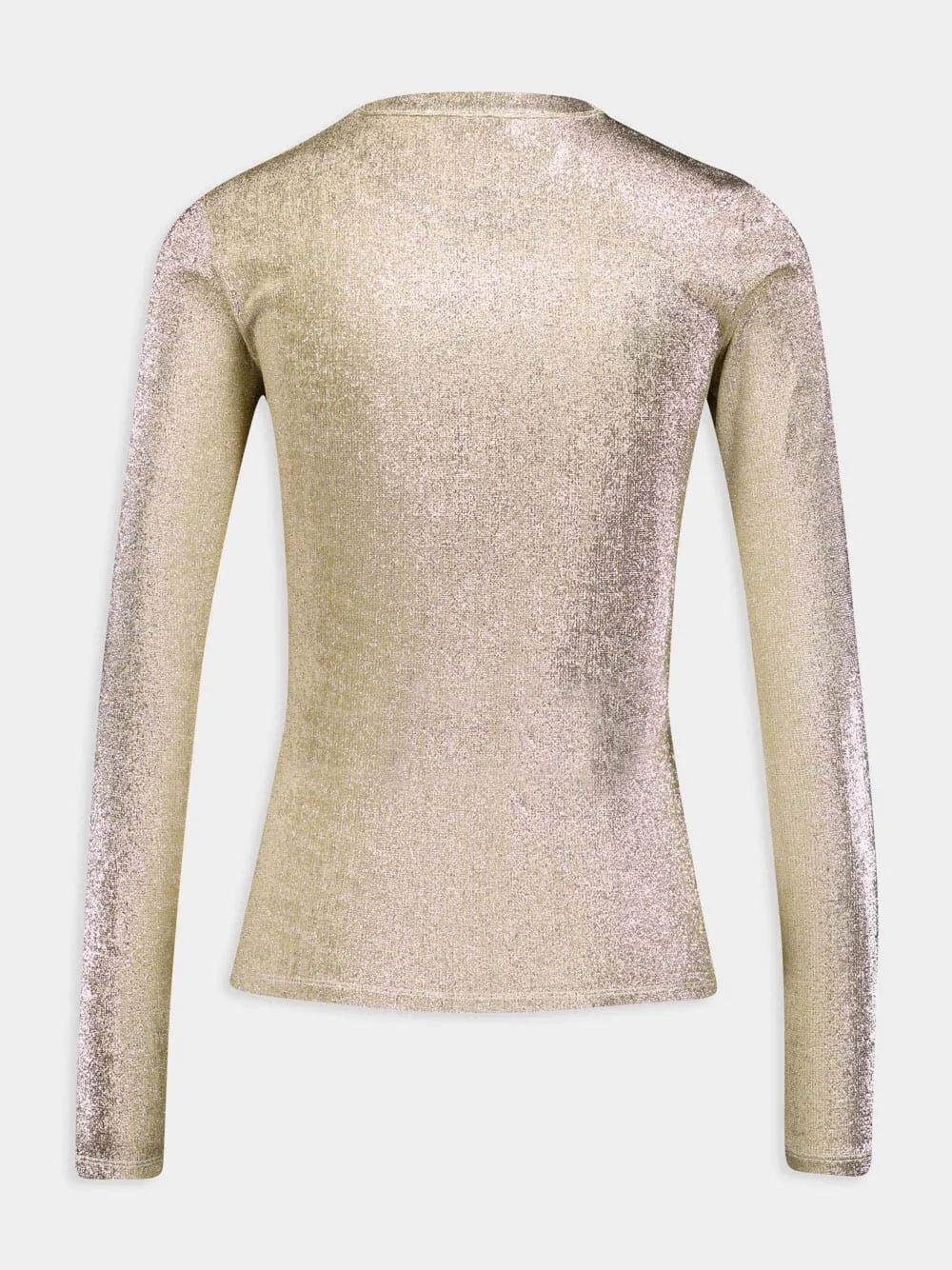 Gold Long-Sleeve Lurex Top sold by Fashion Clinic product image thumbnail 2