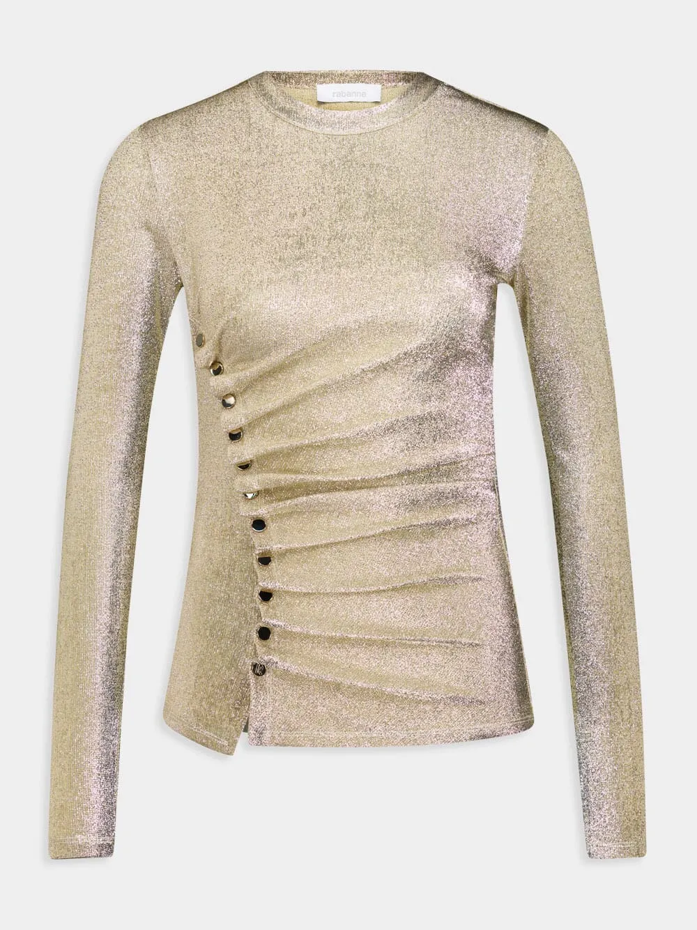 Gold Long-Sleeve Lurex Top sold by Fashion Clinic