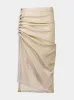 Gold Drapé Pression Slit Skirt sold by Fashion Clinic