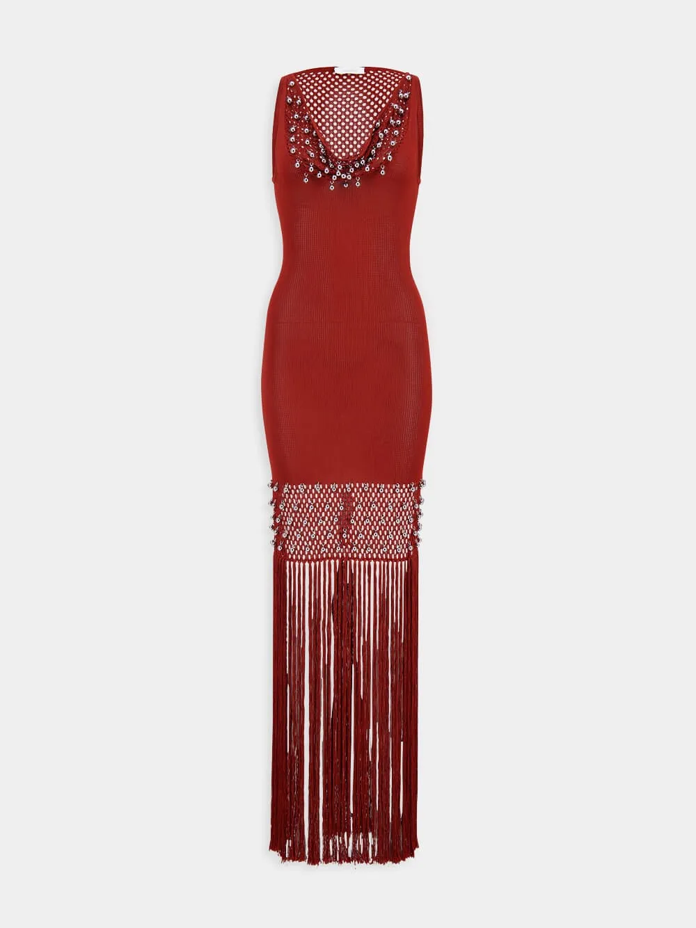 Crochet Dress with Fringes and Pearls sold by Fashion Clinic product image thumbnail 2