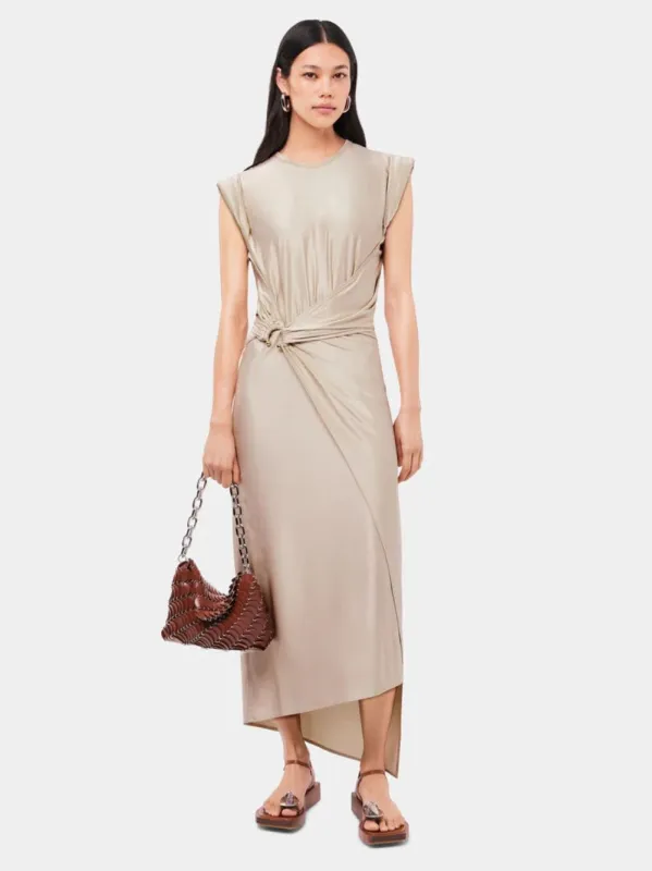 Nude Draped Dress with Piercing Detail sold by Fashion Clinic
