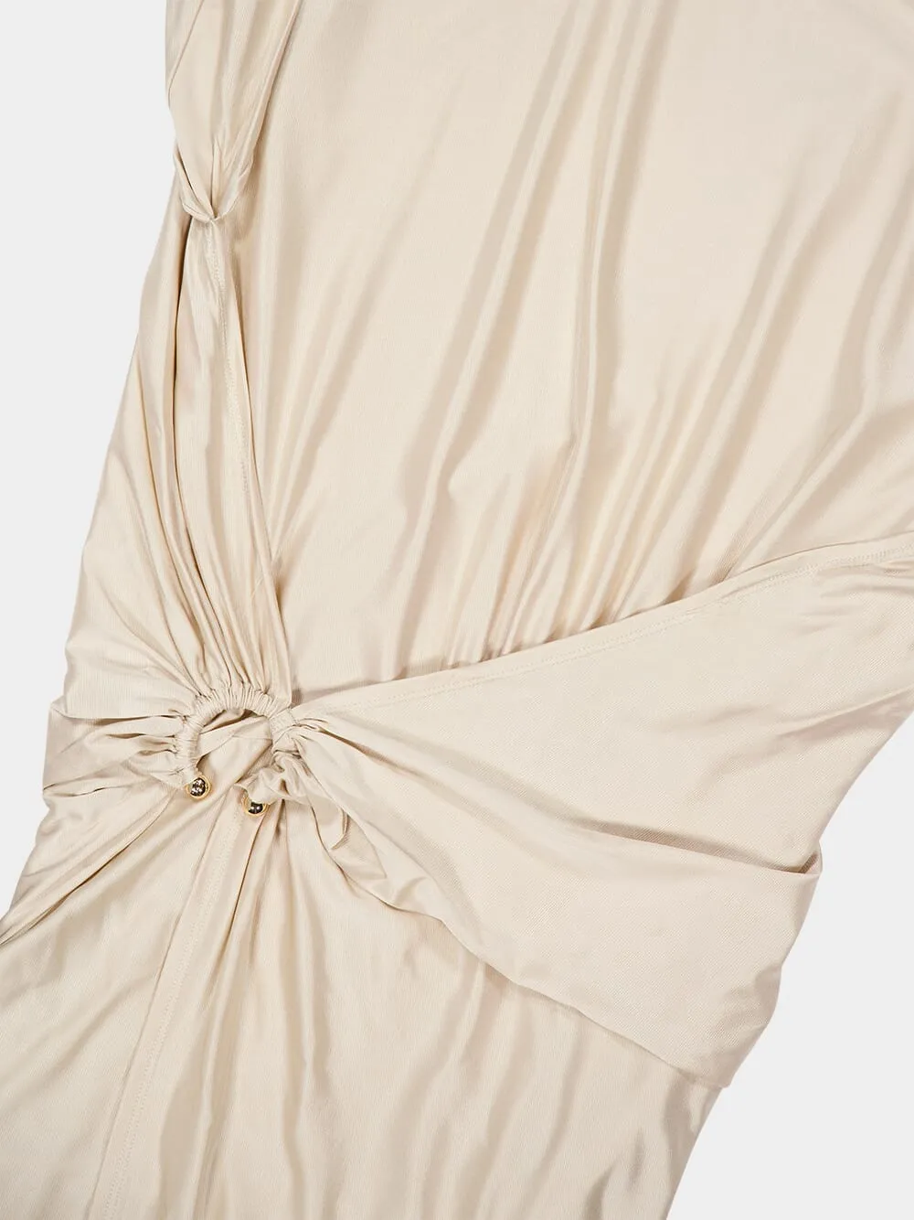 Nude Draped Dress with Piercing Detail sold by Fashion Clinic product image thumbnail 5