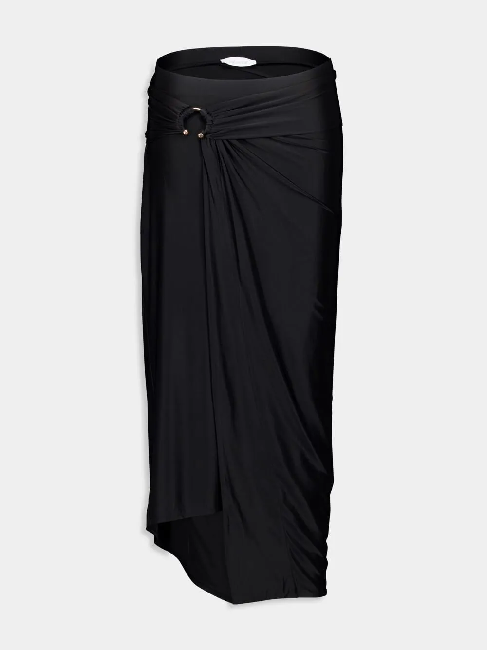 Black Draped Midi Skirt sold by Fashion Clinic