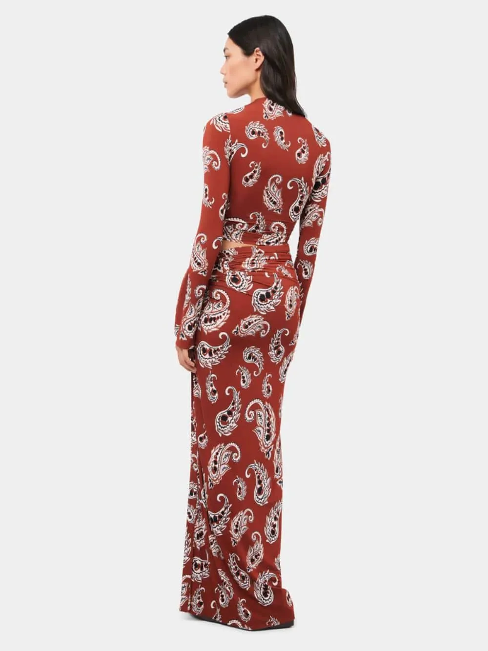 Paisley-Print Long Split Skirt sold by Fashion Clinic product image thumbnail 5