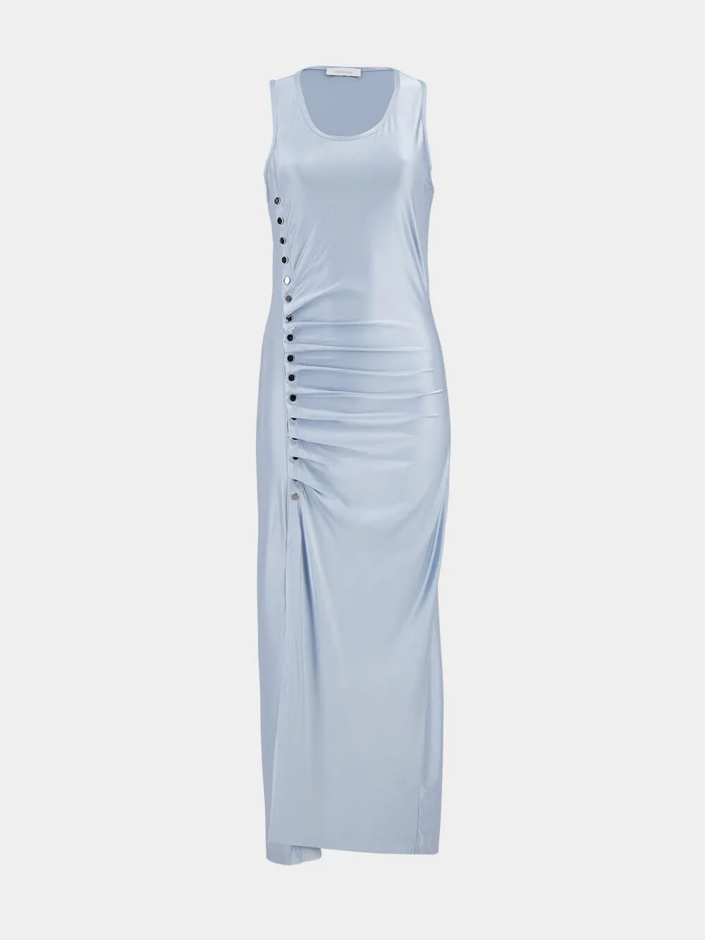 Light Blue Stud-Detail Sleeveless Midi Dress sold by Fashion Clinic
