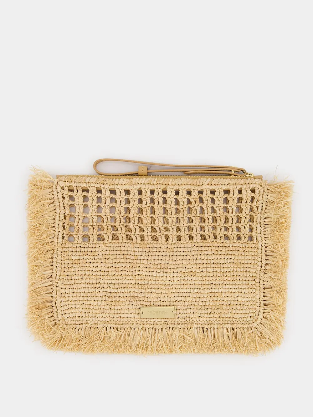 Raffia Clutch with Frayed Detailing sold by Fashion Clinic product image thumbnail 2