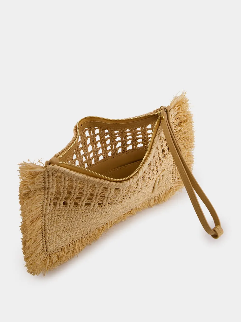 Raffia Clutch with Frayed Detailing sold by Fashion Clinic product image thumbnail 3