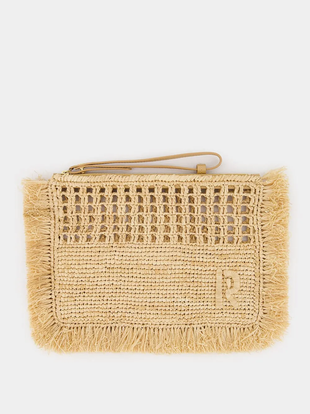 Raffia Clutch with Frayed Detailing sold by Fashion Clinic