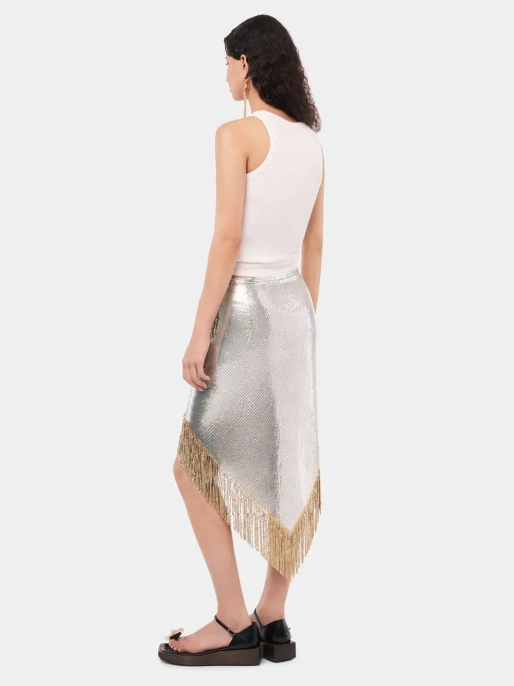 Asymmetrical Chainmail Skirt with Metallic Fringes sold by Fashion Clinic product image thumbnail 4