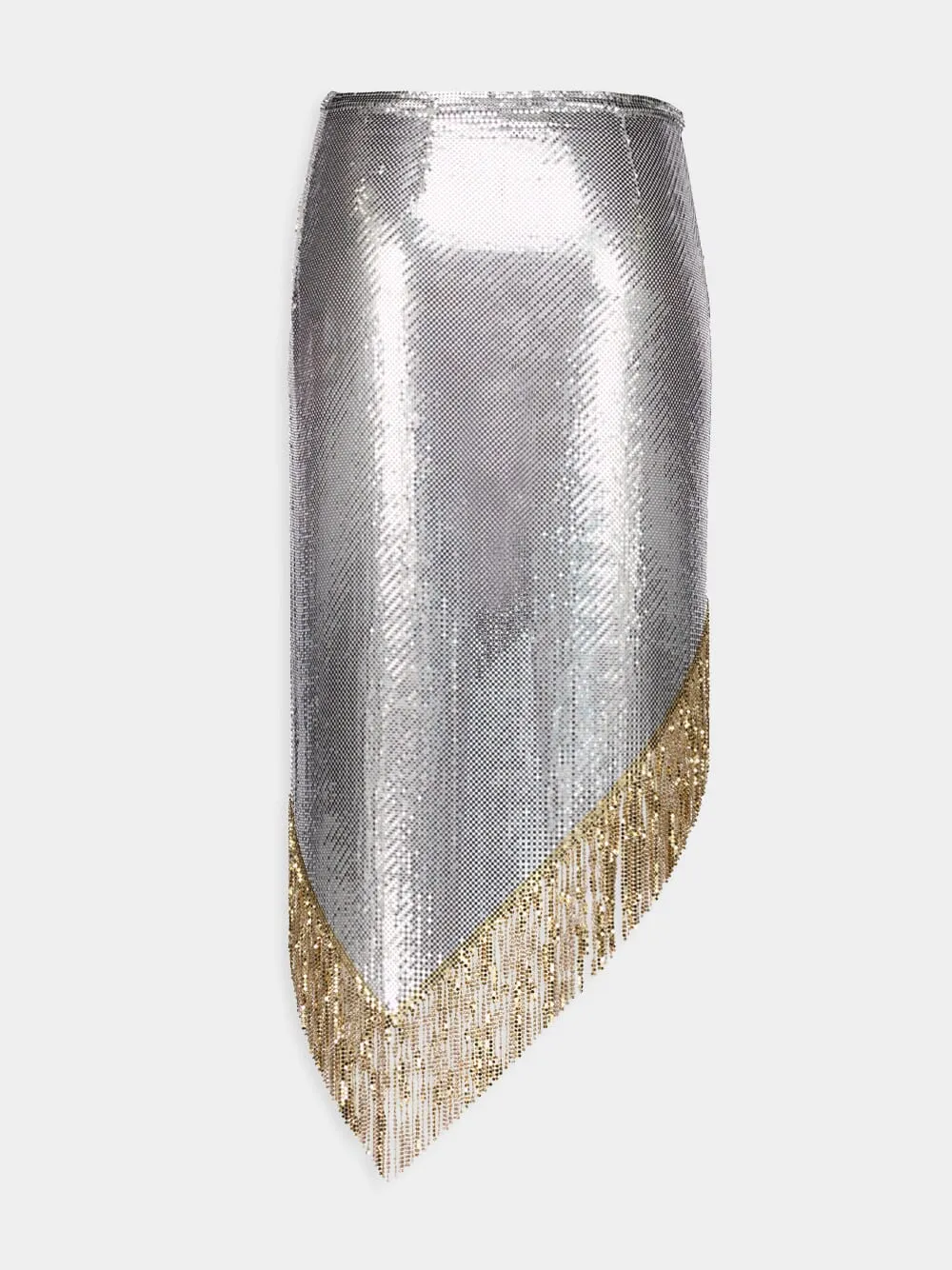 Asymmetrical Chainmail Skirt with Metallic Fringes sold by Fashion Clinic product image thumbnail 3