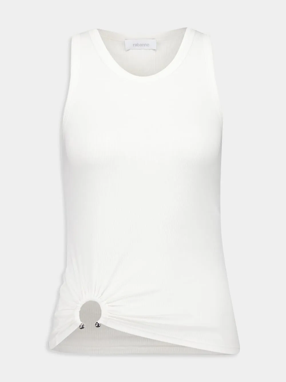 White Tank Top with Waist Piercing Detail sold by Fashion Clinic product image thumbnail 2